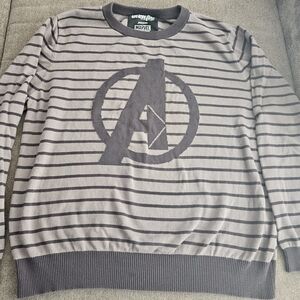 Marvel Avengers Gray Striped Crewneck Sweater